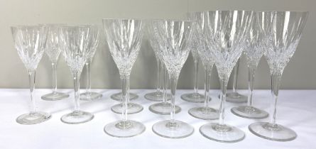 A set of modern table wine goblets, in three sizes, with fluted decoration (16)