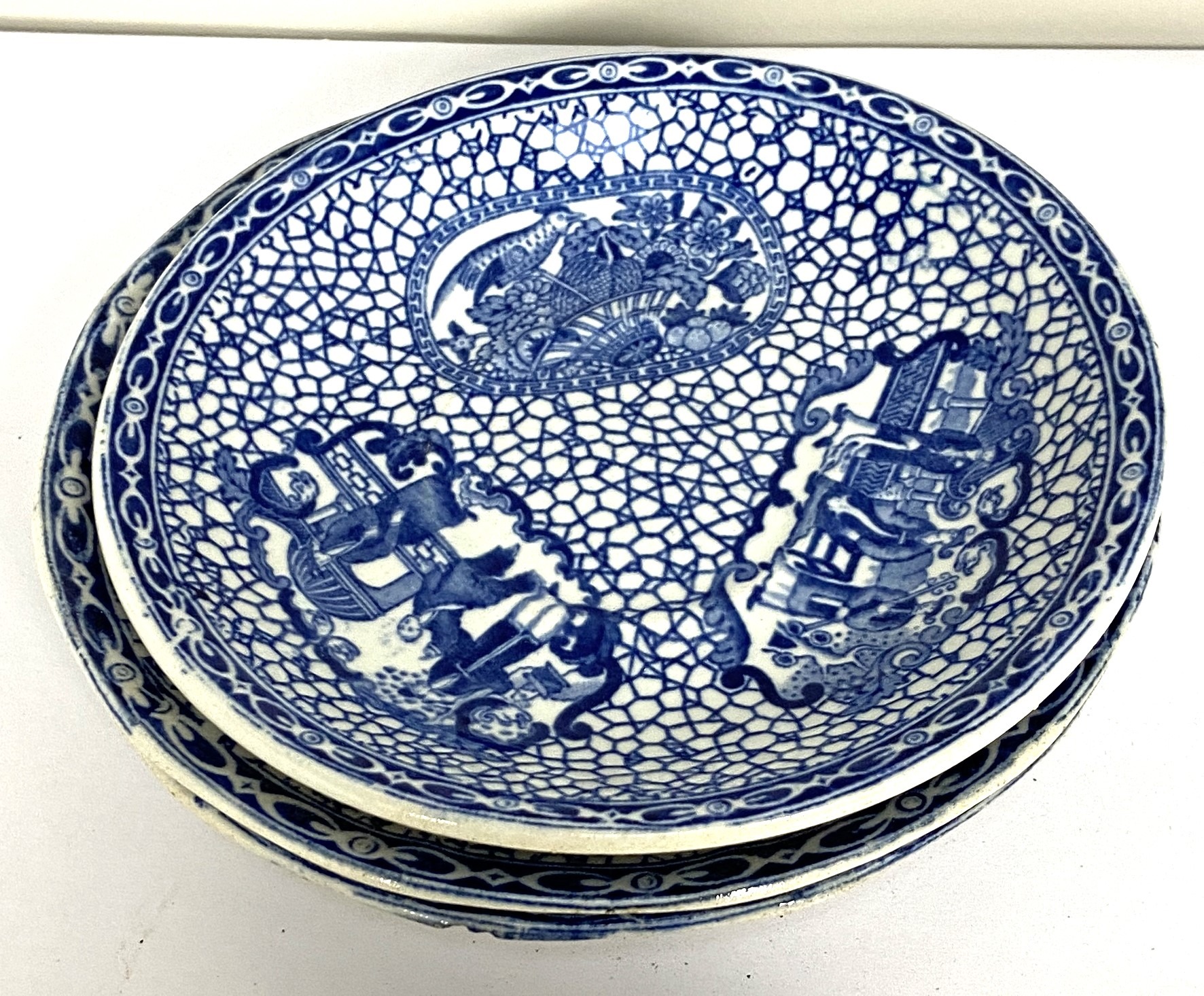 A selection of Adams Chinese pattern wares, including various platters, moon shaped salad dishes, - Image 8 of 10