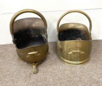 Two brass helmet shaped coal scuttles (2)