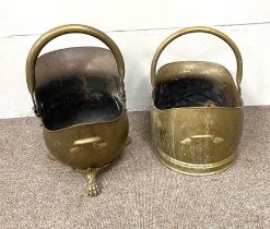 Two brass helmet shaped coal scuttles (2)