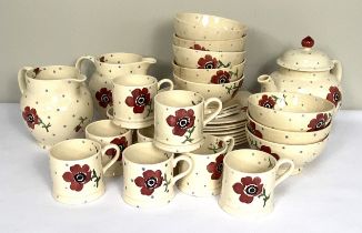 Emma Bridgewater china breakfast service, in ‘Poppy’ pattern, comprising a teapot, nine mugs, two
