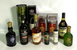 A selection of Whisky and spirits, including a bottle of Glenfiddich, also two bottles of Lochian