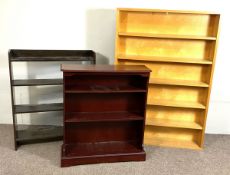 Three assorted modern open bookcases (3)