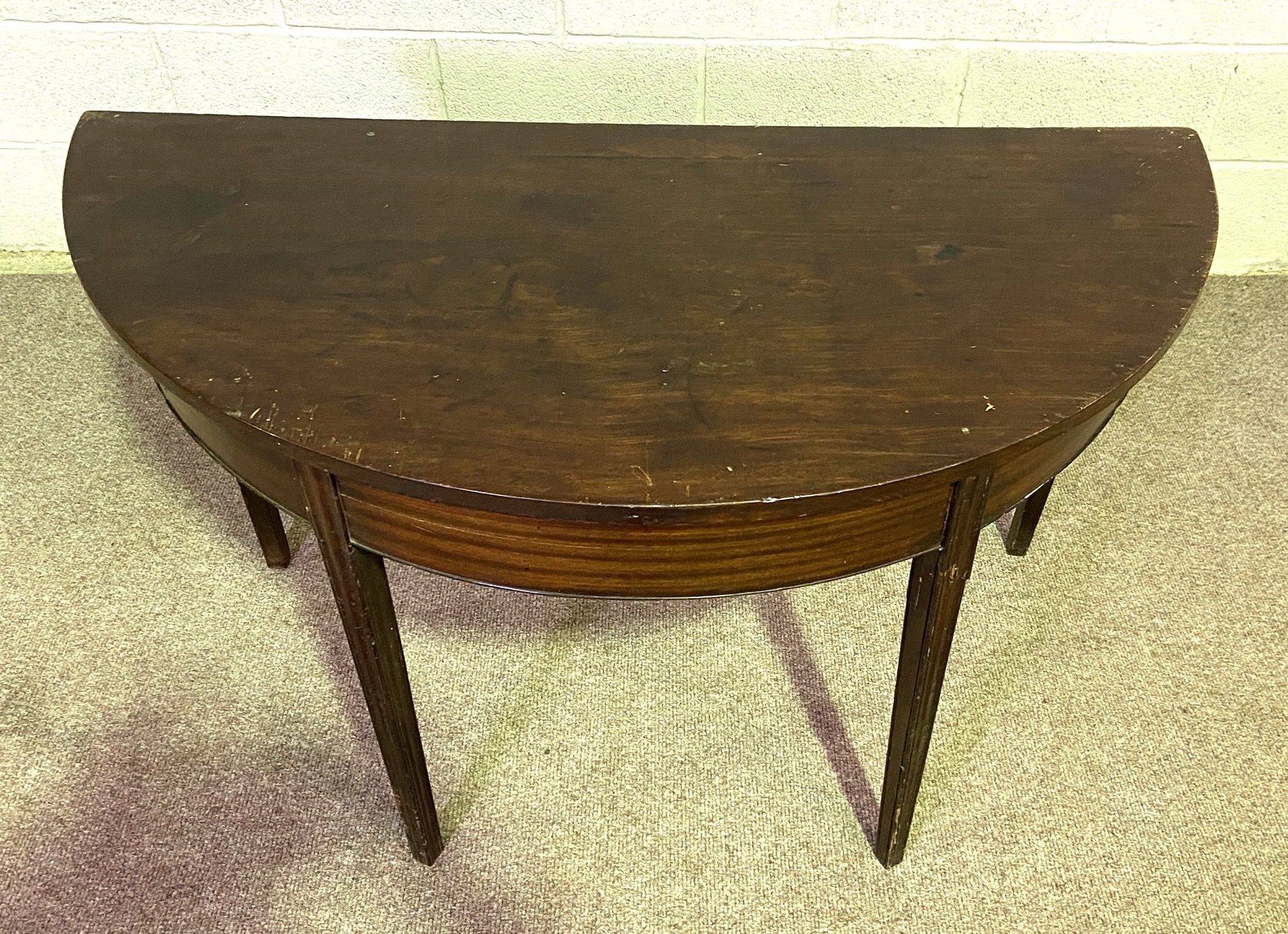 A Regency style demi lune side table; 125cm wide by 58cm deep - Image 4 of 4