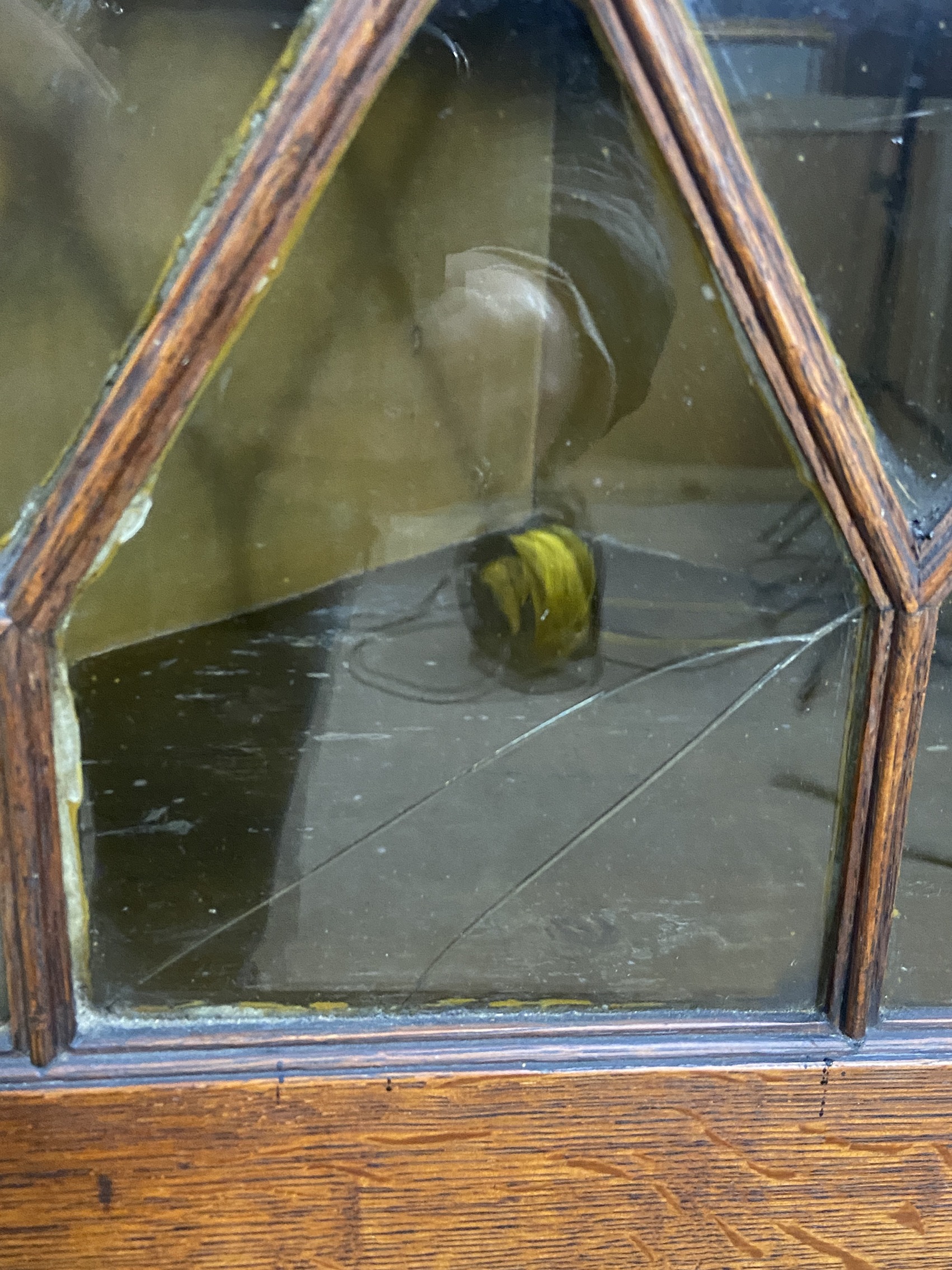 A large George III provincial oak floor standing corner cabinet, with canted sides, a single - Image 15 of 20