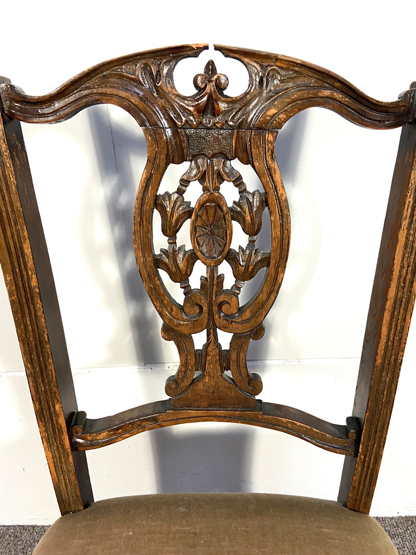 A pair of 19th century mahogany framed dining chairs, and a small salon chair with carved back (3) - Image 9 of 12