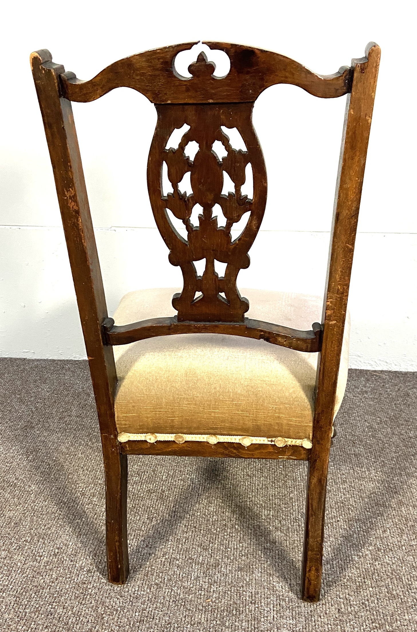 A pair of 19th century mahogany framed dining chairs, and a small salon chair with carved back (3) - Image 12 of 12