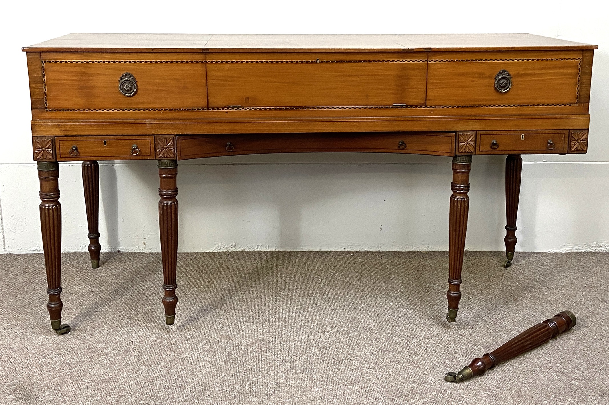 A Regency mahogany square box piano, circa 1810, (converted as attractive sideboard), with typical