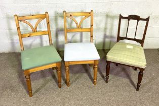 Assorted chairs, including a comfortable Bamboo conservatory armchair; three assorted kitchen chairs