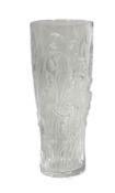 Lalique pressed glass ‘Elfes’ vase, decorated with snowdrops, etched marked to base, Lalique,