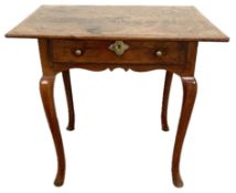 A George II provincial walnut and oak side table, early 18th century,  the rectangular oak top, with