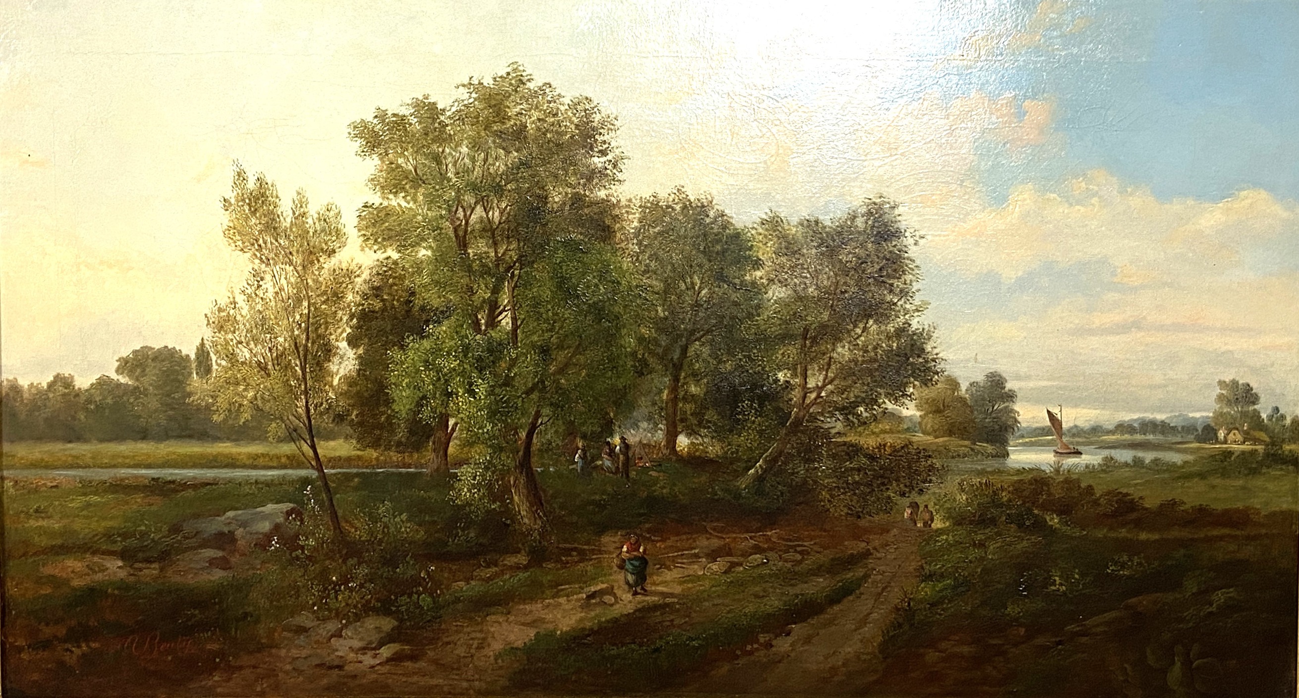 A. BEATY, British (19th century), An Extensive Country Landscape, with figures on a trackway, a