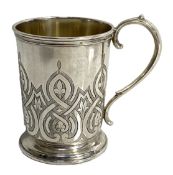 A Russian Imperial silver tankard, hallmarked circa 1898, PK & NP, 84 Standard, of simple heavy