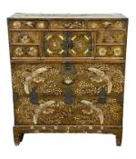 A fine Japanese 'Shibayama' lacquered Scholar's cabinet on stand, Meiji period, circa 1900, with