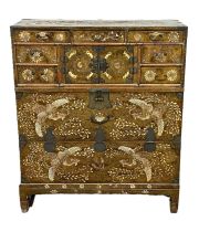 A fine Japanese 'Shibayama' lacquered Scholar's cabinet on stand, Meiji period, circa 1900, with