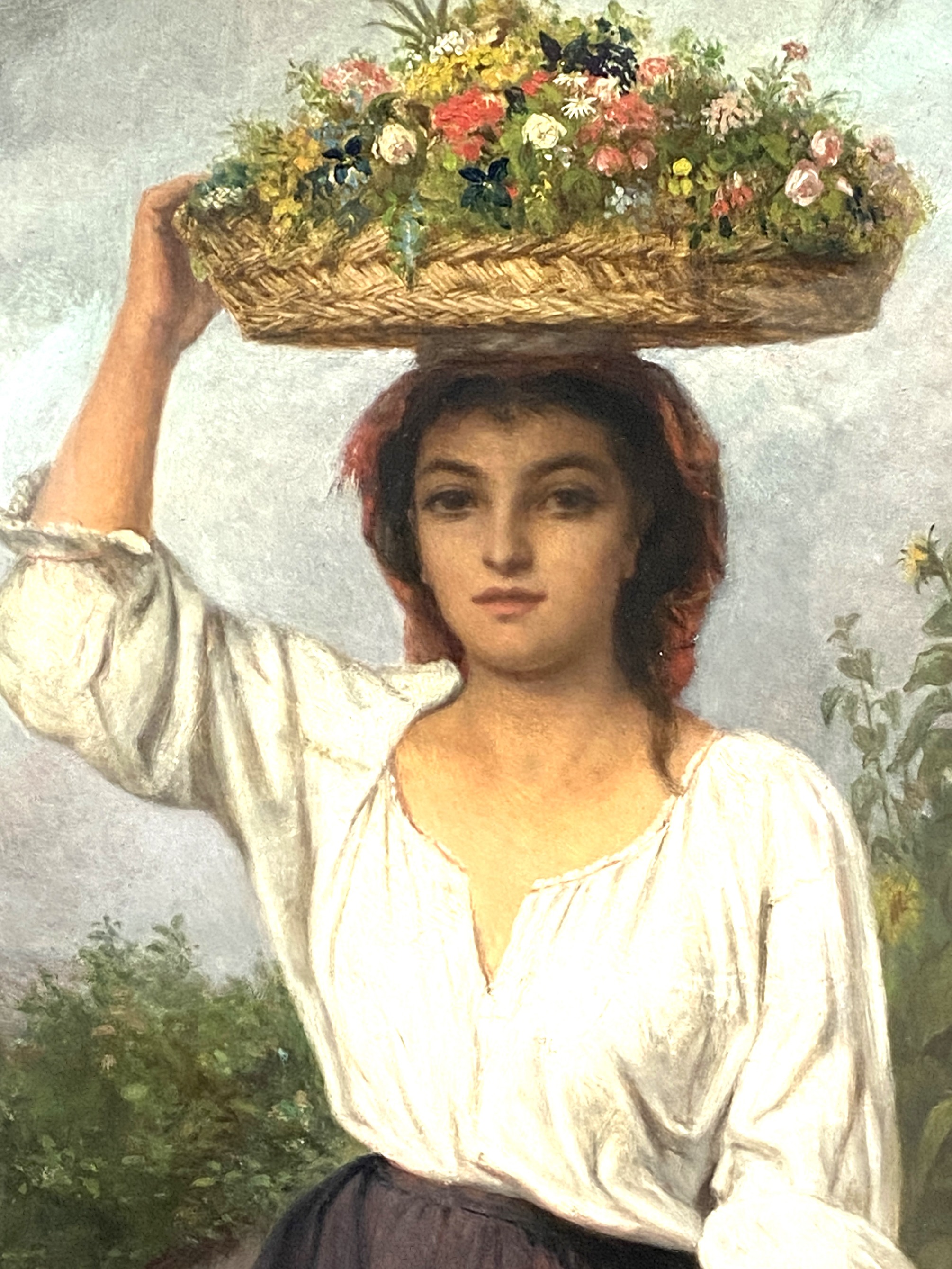 ATTILIO BACCANI, Italian (act.1844-1889), The Flower Seller,  oil on panel, signed and dated lower - Image 4 of 7