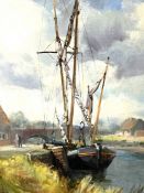 KENNETH WEBB, Irish, (1927-), ‘Thames Barge at Snape’, oil on canvas, signed lower left: Kenneth
