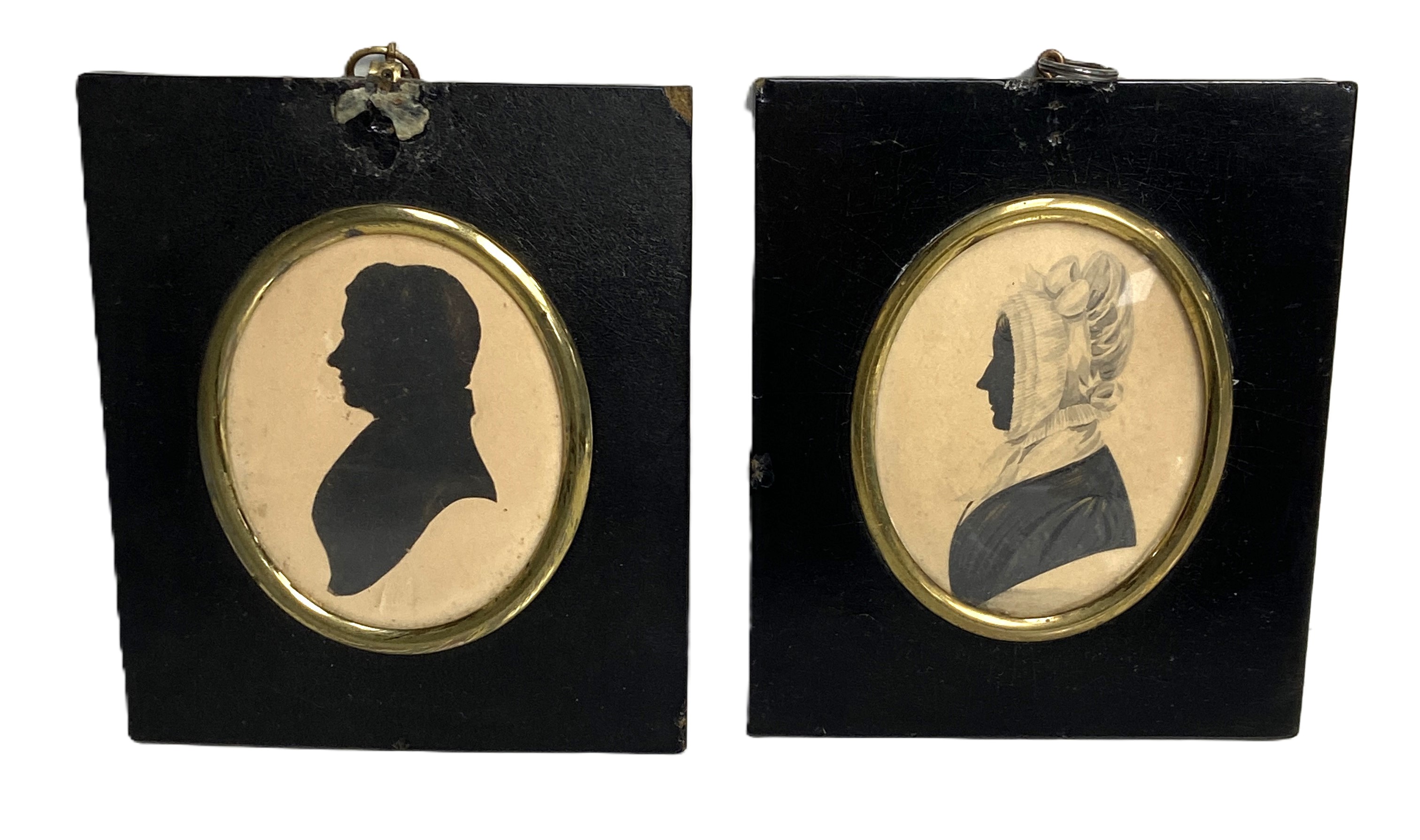 A group of five Victorian silhouettes, mid to late 19th century; together with a pair of portrait - Image 3 of 6