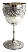 A Victorian silver Renaissance style goblet, hallmarked Birmingham 1884, with a knopped stem,