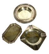 A small silver pin tray, hallmarked London, 1930; together with a silver ashtray, and a small plated