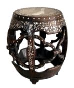 A Chinese Hongmu Fish bowl stand, Qing Dynasty, circa 1900, of ovoid form, with trellis sides,