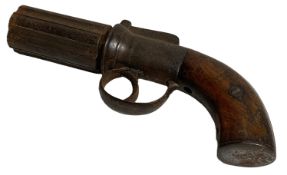 An English Pepperbox Pistol, circa 1840-1850, With a three inch rotating six shot barrel, percussion