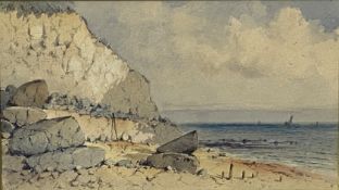George James Knox, British (1810-1897), South Coast Cliffs, two coastal landscapes, watercolour,