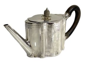 A Regimental George III silver teapot, hallmarked London 1784, by William Tutton (Tweedie), of