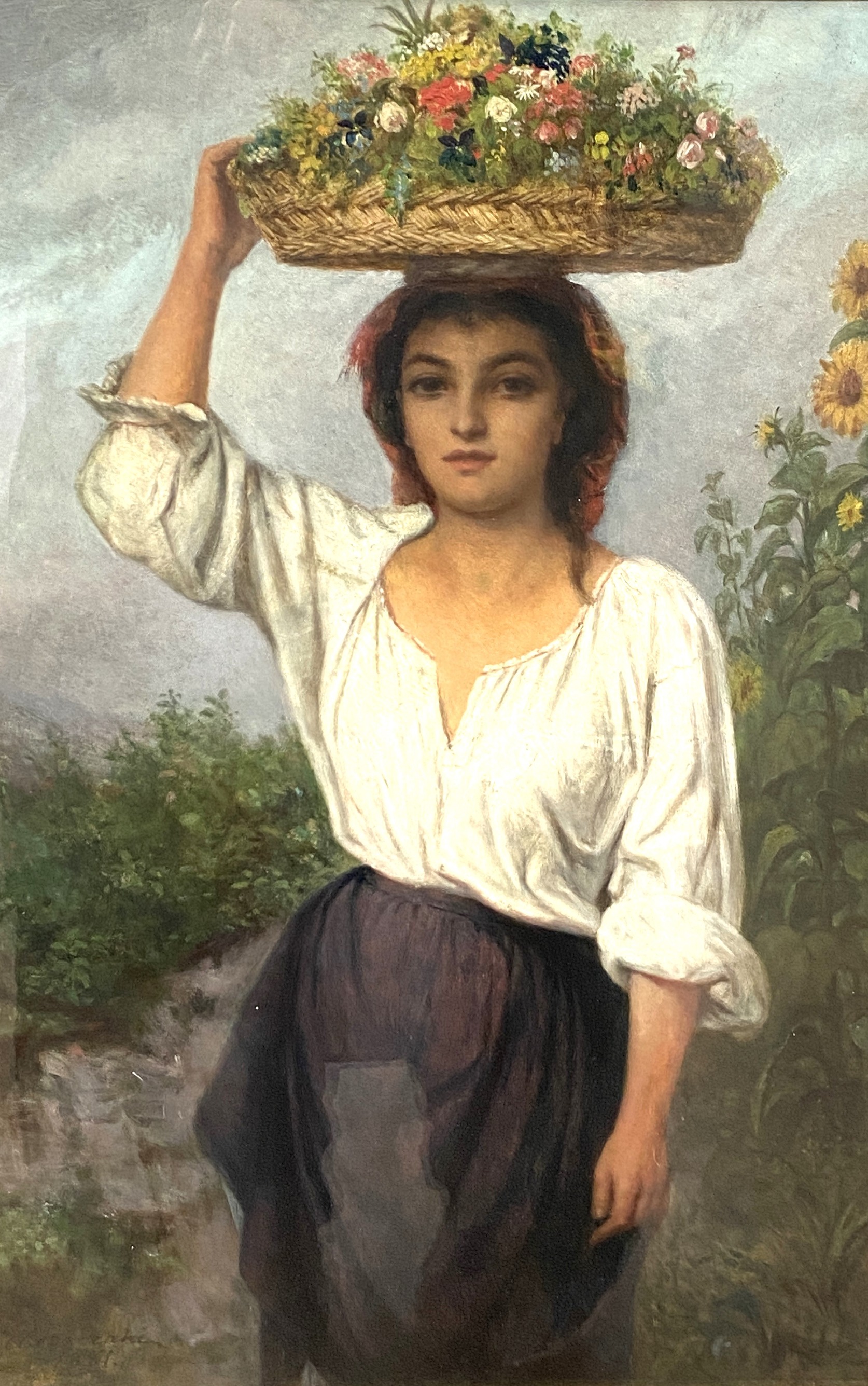 ATTILIO BACCANI, Italian (act.1844-1889), The Flower Seller,  oil on panel, signed and dated lower