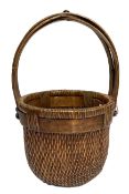 An unusual Chinese woven hand basket, late 19th or early 20th century, probably Qing Dynasty, with a