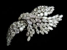 An elegant Diamond Spray Brooch, 9.5 carats, mid 20th century, with approximately 9.5 carats of