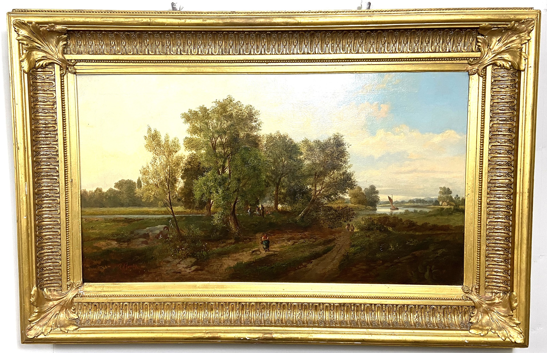 A. BEATY, British (19th century), An Extensive Country Landscape, with figures on a trackway, a - Image 3 of 7