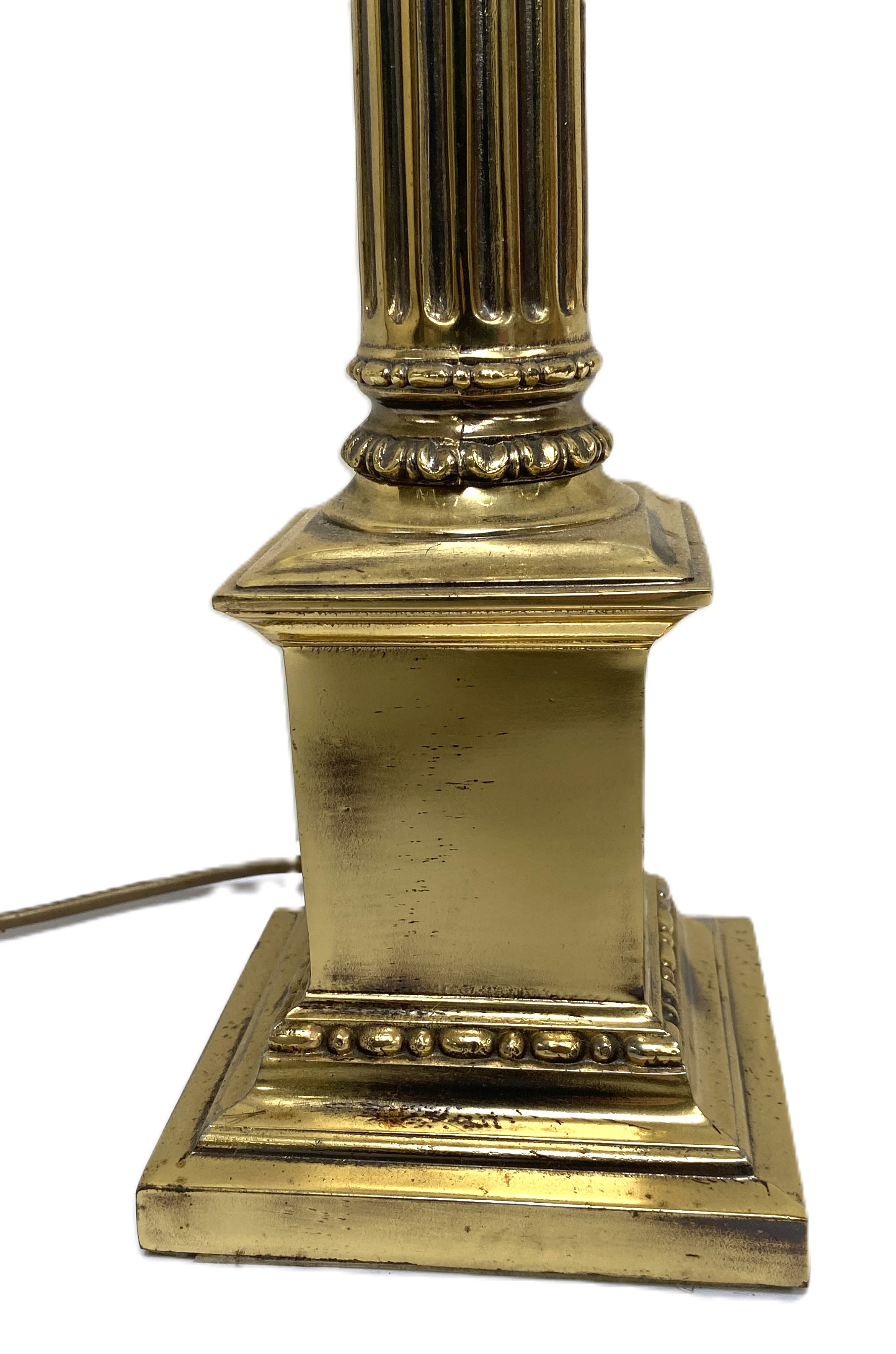 A vintage brass adjustable floor standing Library standard lamp, with two arms; also a Corinthian - Image 8 of 11