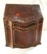 A Victorian leather cased correspondence box, in the form of a Georgian style knife box, the