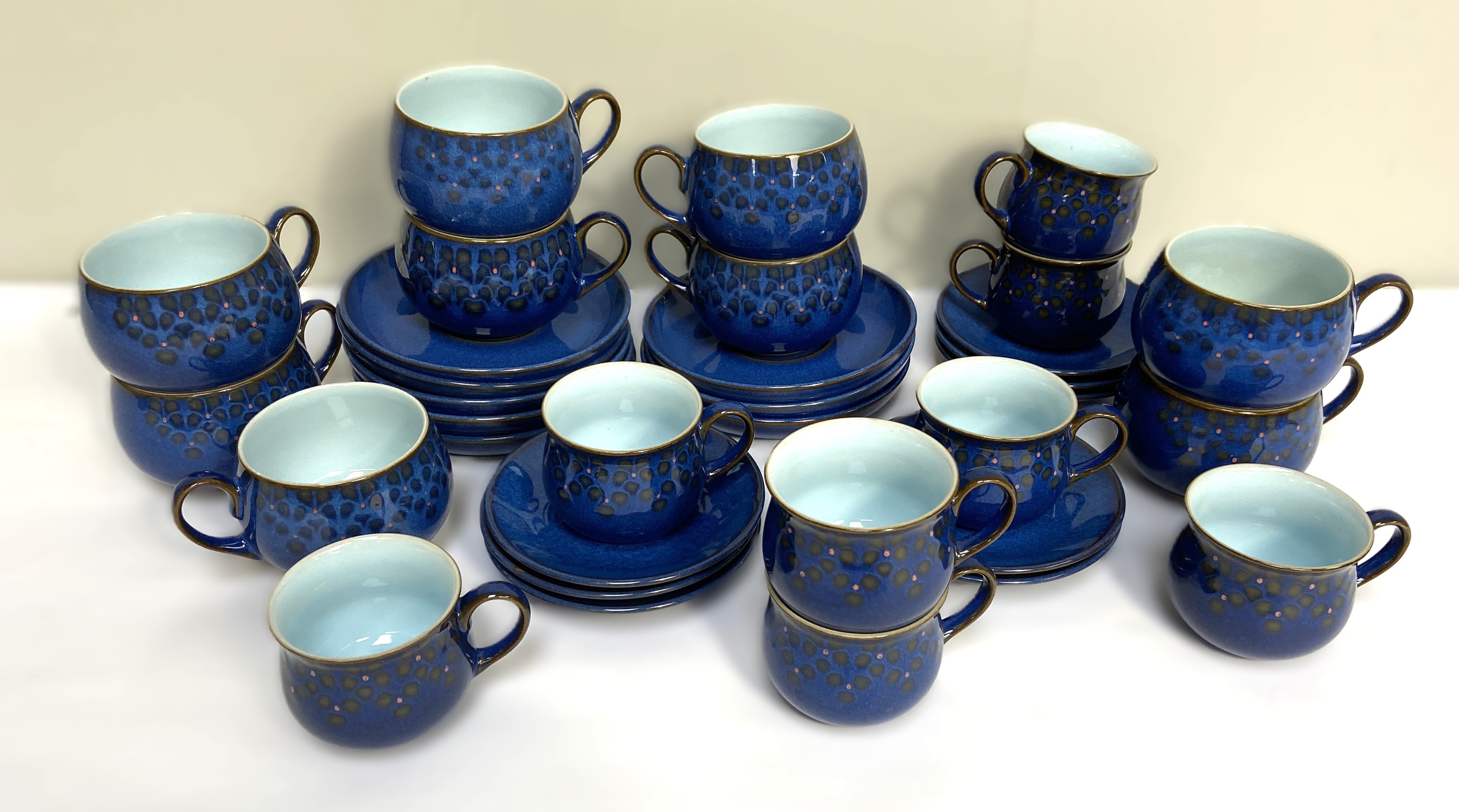 A Denby china part dinner service, in Royal blue with stylised flower decoration, with various - Image 2 of 6