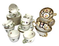A attractive Paragon English Imari patterned part tea set, decorated with flowers and gilt lining,