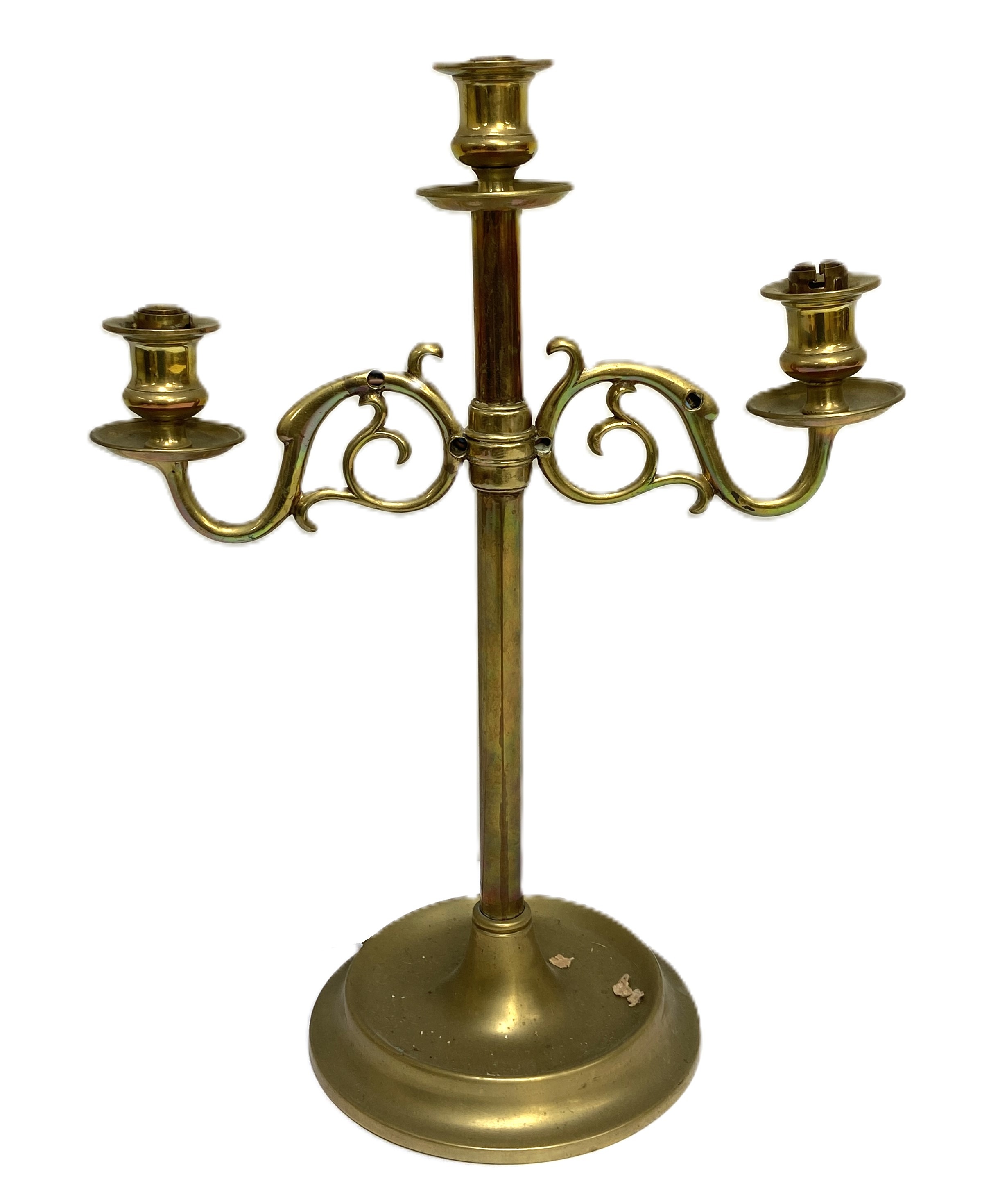 A vintage brass adjustable floor standing Library standard lamp, with two arms; also a Corinthian - Image 10 of 11