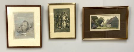 Assorted pictures, including JOHN G.M.ROLLS, British, circa 1855, On Lake Maggiore, pencil and