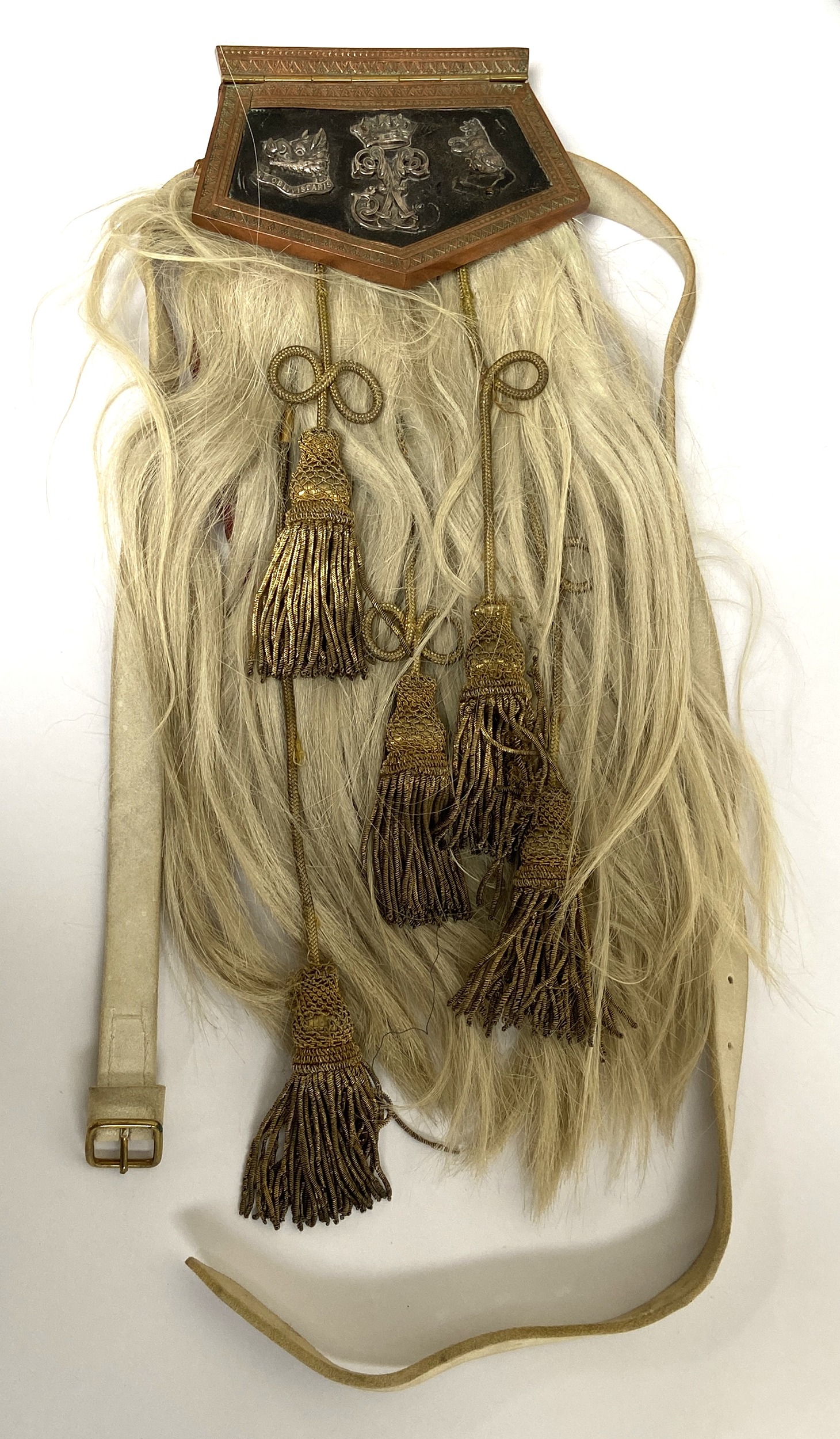 An Argyll & Sutherland Highlanders Regimental Officers Levee Sporran, with white horse hair, - Image 2 of 5