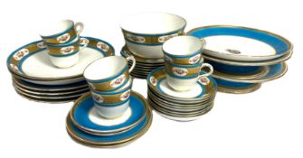 A Minton's Pellatt & Wood Sevrés style part dessert service, in light blue (bleu céleste) and