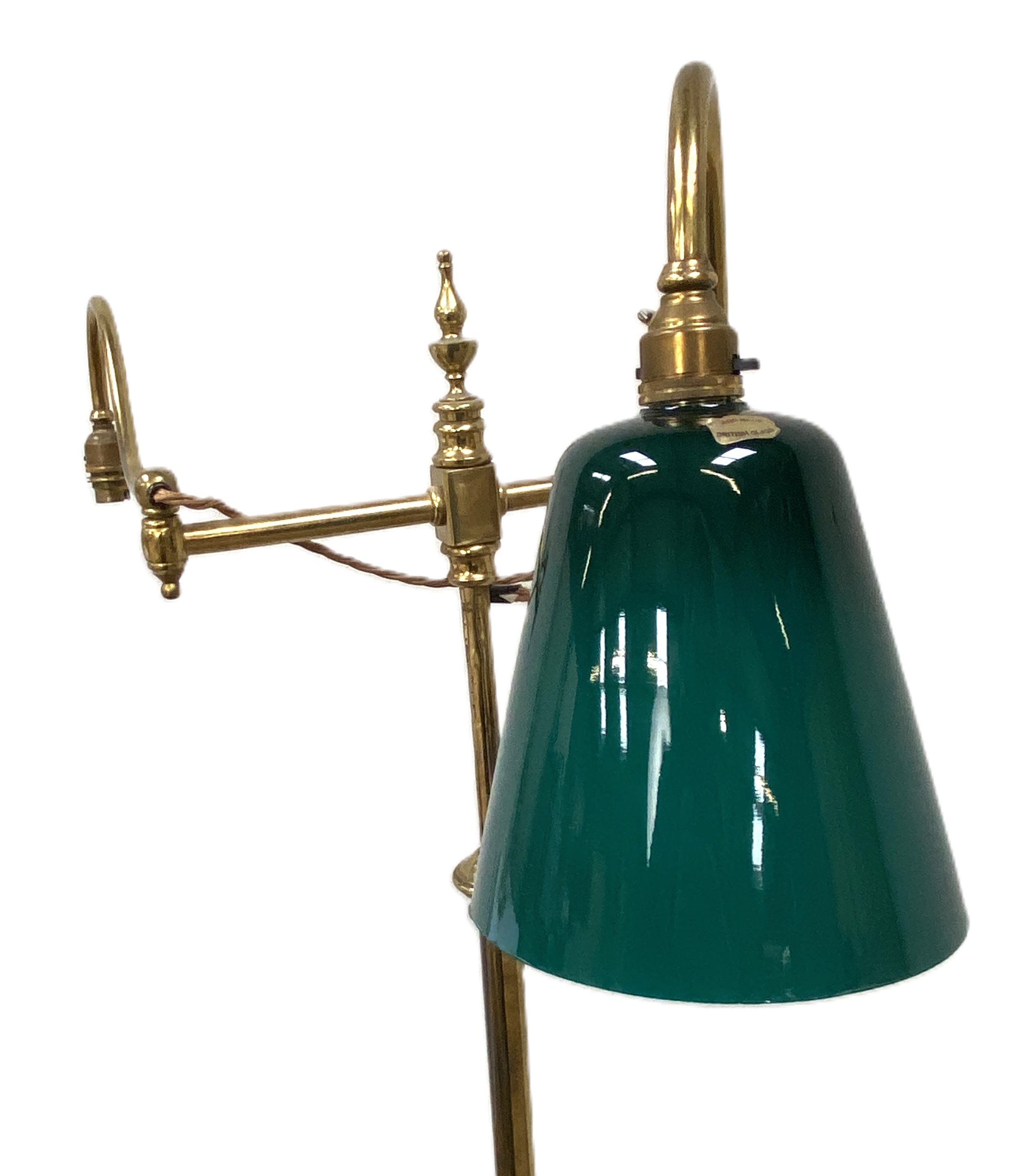 A vintage brass adjustable floor standing Library standard lamp, with two arms; also a Corinthian - Image 3 of 11