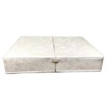 A modern double divan bed base, dividable for transport, with padded top