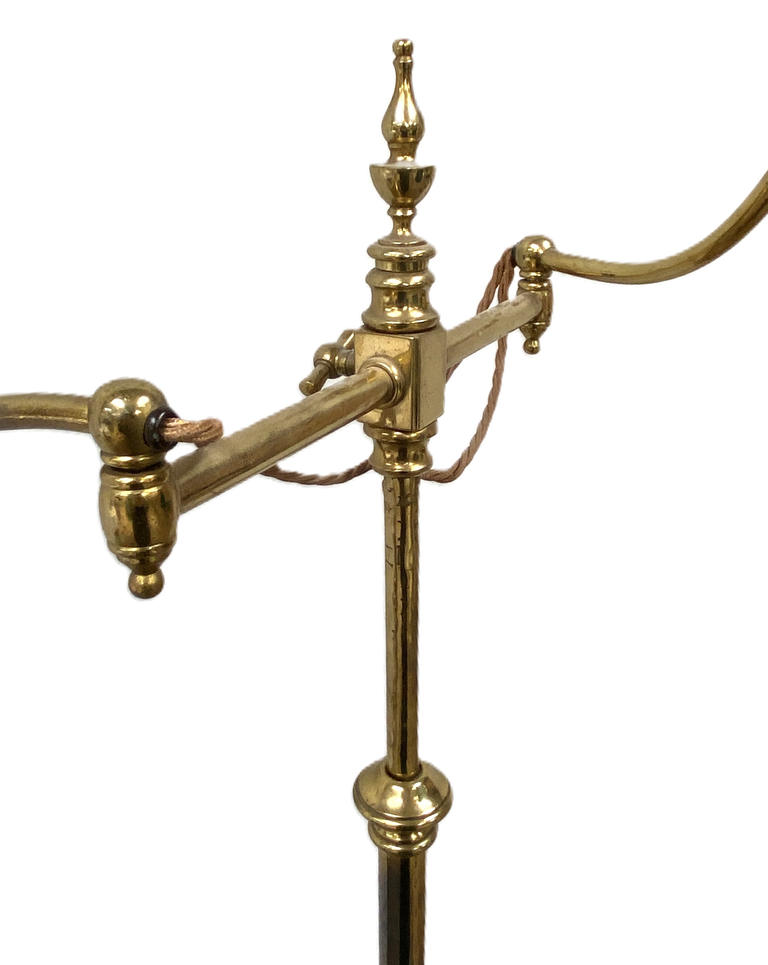 A vintage brass adjustable floor standing Library standard lamp, with two arms; also a Corinthian - Image 4 of 11