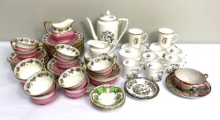 Assorted tea wares and related decorative china, including an Aynsley part tea service with pink