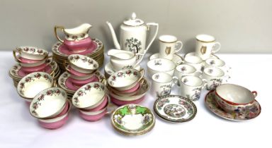 Assorted tea wares and related decorative china, including an Aynsley part tea service with pink