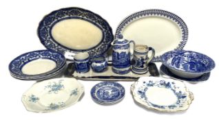 A selection of assorted Staffordshire blue and white china, including Copeland Spode's Italian