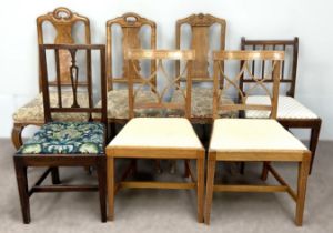 Seven assorted dining chairs, including Queen Anne style chairs, etc (7)