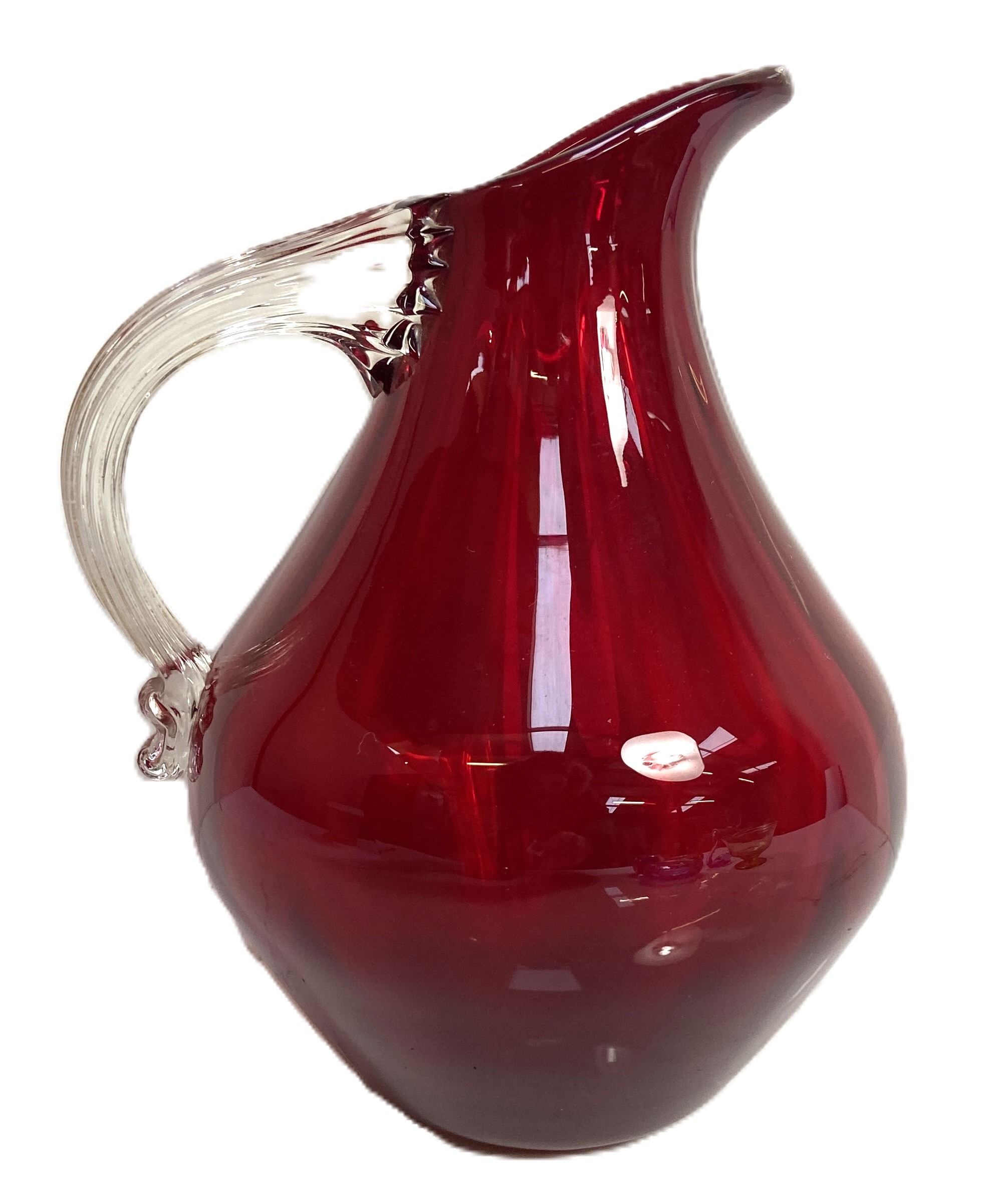 Assorted coloured glassware, including a large vintage ruby glass water jug, and blue decorative - Image 3 of 6