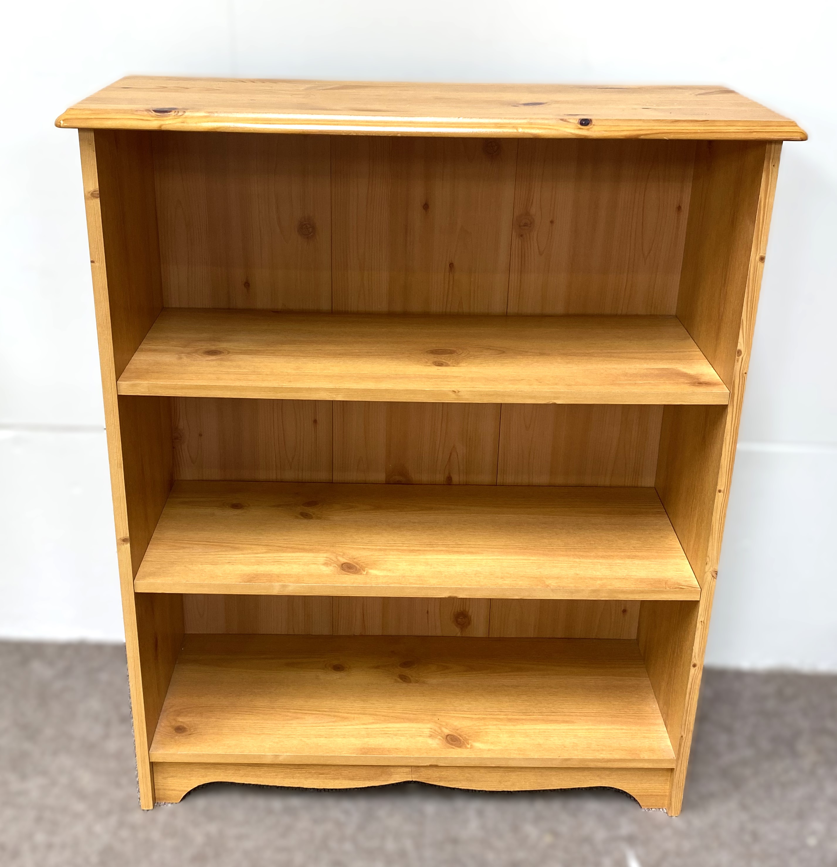 A modern pine cabinet, 98cm high, 80cm wide; also a small pine open bookcase, 88cm high, 74cm - Image 2 of 5