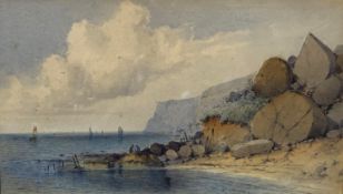 George James Knox, British (1810-1897), South Coast Cliffs, two coastal landscapes, watercolour,